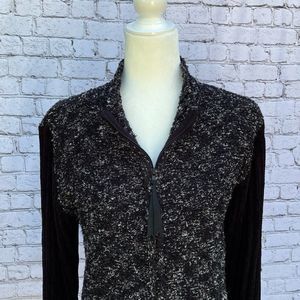 Coldwater Creek Black & White Soft Cardigan Zip Up Sweater